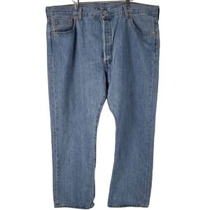Levi's 501 Jeans 42x30 Mens Button Fly Straight Leg High Rise Light Wash Bottoms